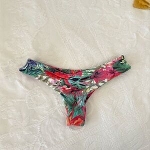 Midori Tropical Floral Bikini Bottom in Green, Pink, Red